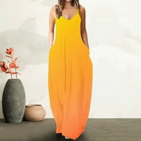 Обични Летни Фустани Активен Фустан А-линија Со Долги Ракави Печатени Жолти XXL