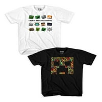 Minecraft Boys Funtage Face Graphic T-Shirt 2-пакет, големина 4-18