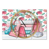 Дизајн на „розови модни високи потпетици I“ традиционален wallиден часовник