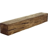 Ekena Millwork 6 H 8 D 84 W Hand Hewn Fau Wood Camply Mantel, Premium AdEd
