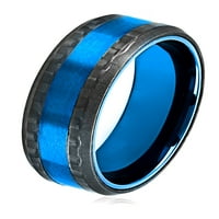 Крајбрежен накит сино позлатен не'рѓосувачки челик јаглеродни влакна забодени прстен