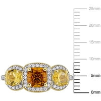 Miabella Women's'sims 1- Carat T.G.W. Мадеира цитрин цитрин и карат Т.В. Дијамант жолт златен блиц, позлатен сребрен прстен