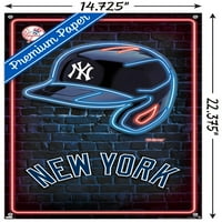 Yorkујорк Јанкис - Постер за неонски кациги со пинови за притисок, 14.725 22.375