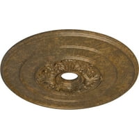 Ekena Millwork 26 OD 1 8 ID 1 2 P Традиционално со лисја од лисја таванот медалјон, рачно насликана нанесена бронза