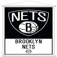 Бруклин Нетс - Постер за лого wallид со магнетна рамка, 22.375 34