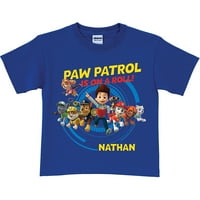 Персонализирана маица за момчиња со сини мали деца, 2T, 3T, 4T, 5 6T - на ролна Ројал