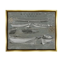 Испорака и занаетчиски разни чамци дијаграм транспорт сликарство злато пловила врамена уметничка печатена wallидна уметност