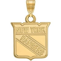 Стерлинг сребро злато позлатено NHL Logoart New York Rangers мал приврзок