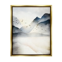 Ступел планинско езеро природа дивина пејзаж сликарство злато пловила врамена уметничка печатена wallидна уметност
