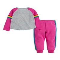 Crayola дете и мали девојчиња Виножито варсити маица и џогер џемпери, сет на облеки од 2 парчиња, големини 2T-6x