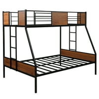 Близнаци над целосни кревети, деца метални кревети со кревети, тешка метална рамка за кревети со безбедносни железнички скалила