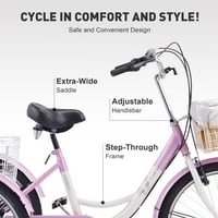 Велосипед за брзина на возрасни со прилагодлив корпи за седишта Виолетова бела боја