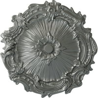 Ekena Millwork 3 4 OD 3 8 P Плимут Медалјон на таванот, сребро со рачно насликан