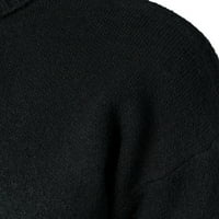 Џемпер За Машки Пуловер Обичен Кабел Плетен Пуловер Џемпери Црн XL