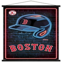 Бостон Црвен така - Постер за неонски шлем со магнетна рамка, 22.375 34