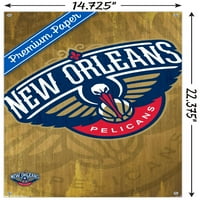 Њу Орлеанс Пеликани-Лого Ѕид Постер Со Притисни Иглички, 14.725 22.375