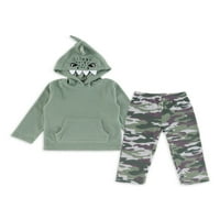 Petit Lem Toddler Boy Hooded Top & Pant Pajama Set, големини 2T-4T