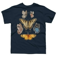 Пеперутка кошула - Пеперутка Ботанички Слатки Момчиња Црна Графичка Маичка-Дизајн ОД Луѓе ХС