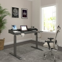 Главна височина прилагодлива стоечка биро со USB и тип Ц во црна боја