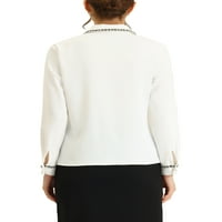 Единствени договори за женски елегантен контраст Fau џеб со долг ракав со долга кошула надолу